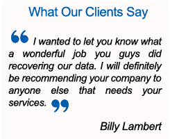 Data Recovery Clients Testimonials