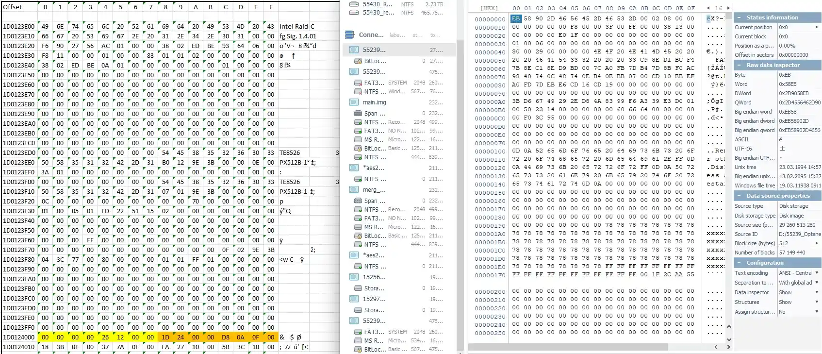 Intel Optane 3D XPoint data metadata recovery